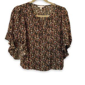 LC Lauren Conrad Floral BOHO Bell Sleeve Blouse Women’s Size Small